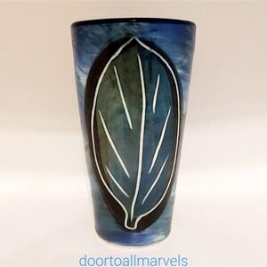 Vintage Studio Art Leaf Vase Signed Bohemian‎ Nature Organic